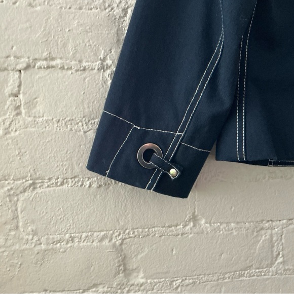 Vintage Womens Navy Blue Cotton Blazer Lined Jacket Nautical Classic Preppy 90s - Picture 8 of 14